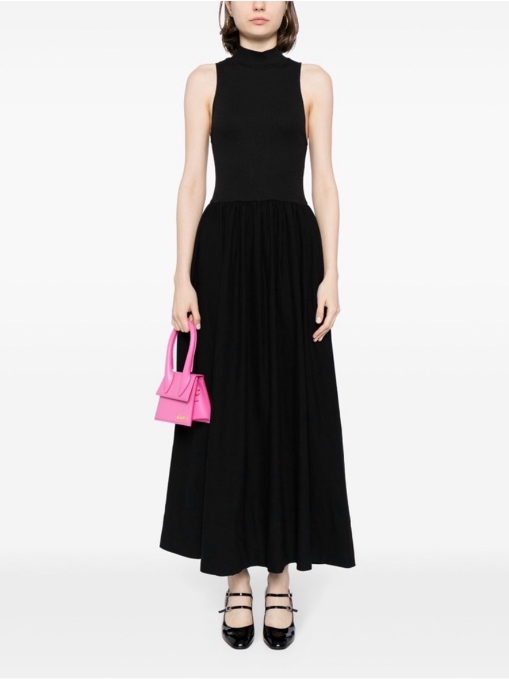 Reformation Black Sleeveless Turtleneck Maxi Dress